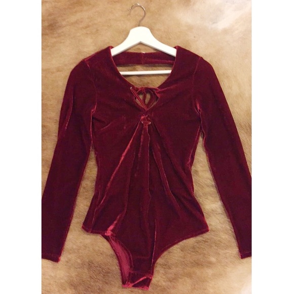 NEW! Velvet Lace-up Bodysuit - Picture 3 of 7